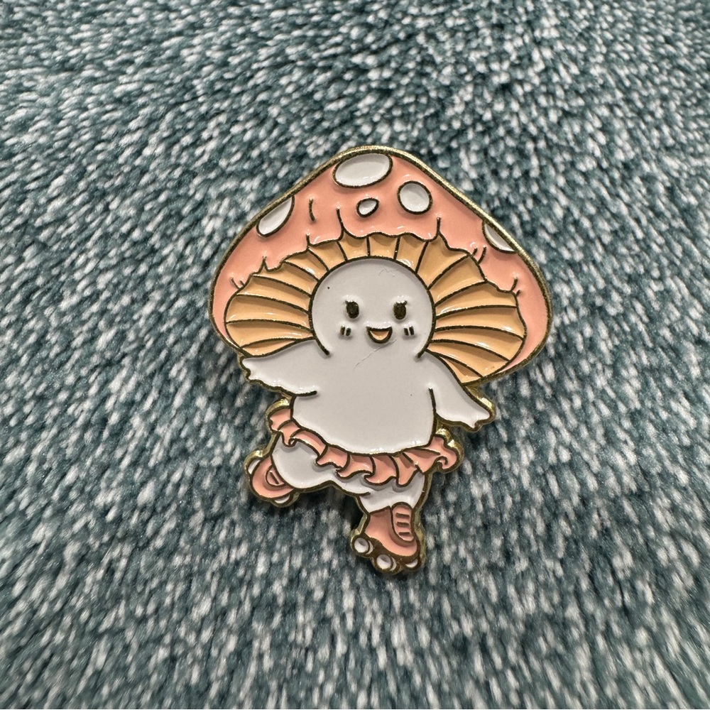 Mushroom Man Enamel Pin Roller Skating Skates